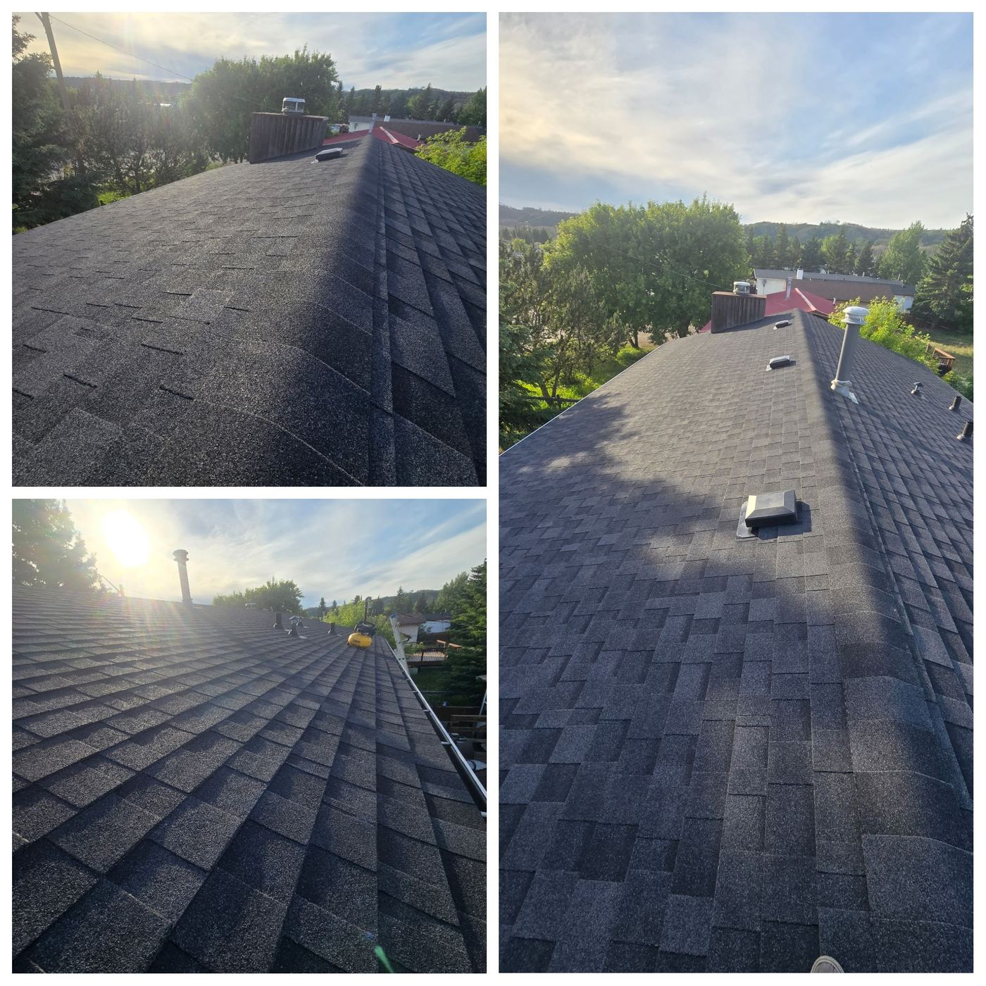 Before and after roof replacement, Peace Region · Sunnybrook Roofing